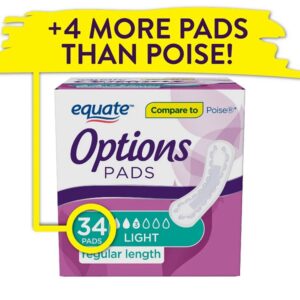 Equate Options Incontinence Pads for Women, Light Absorbency , Regular Length (34 Count). - Image 3