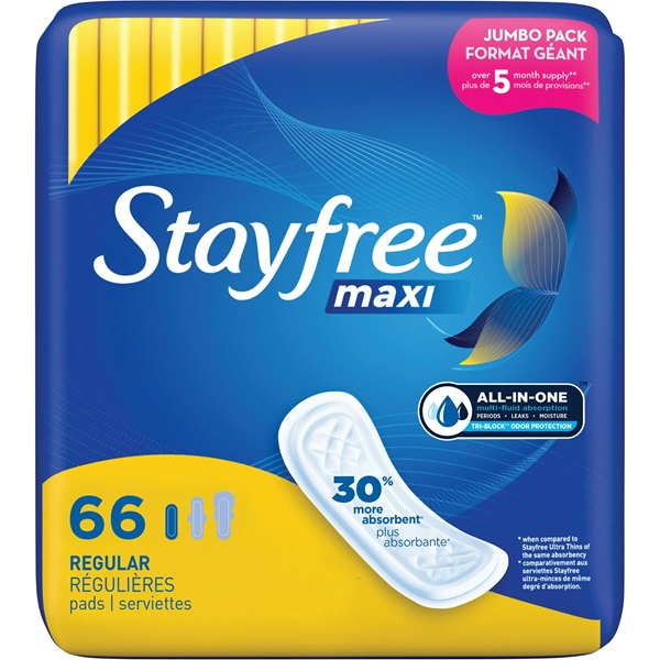 stayfree maxi pads 66 count