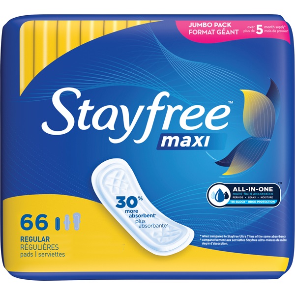 Stayfree maxi pads 66 count